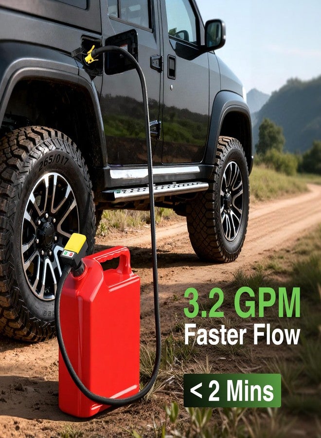 TaskStar Fuel Transfer Pump with Auto-Stop Sensor-3.2GPM, 51"Hose Transfer Pump with 4 Tank Adapter - Image 2