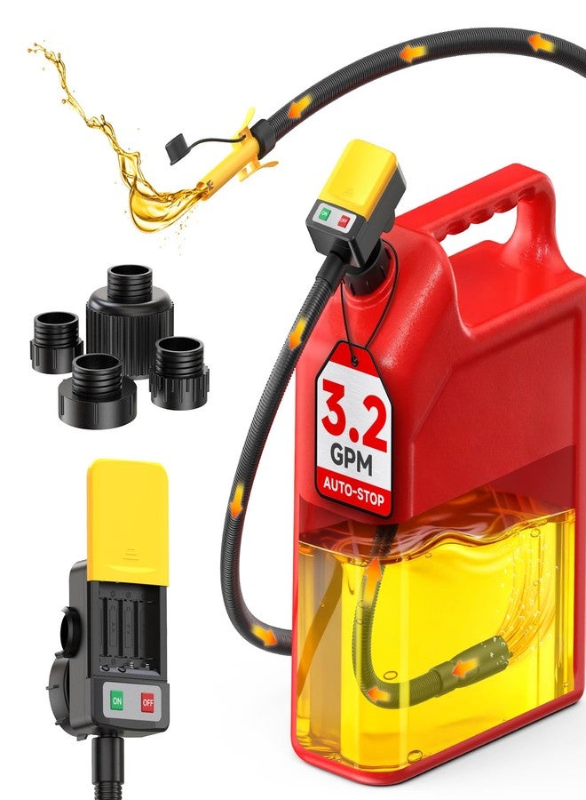 TaskStar Fuel Transfer Pump with Auto-Stop Sensor-3.2GPM, 51"Hose Transfer Pump with 4 Tank Adapter - Image 1