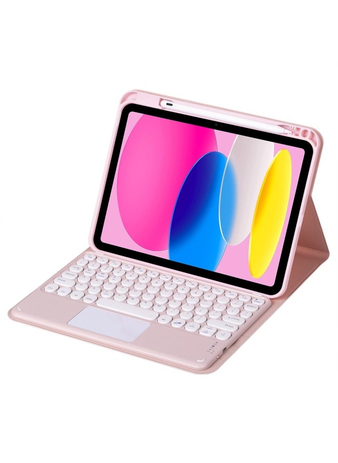 Generic - Suitable For IPad 10.2 Keyboard Protective Cover Pro11 Round Key Cap Air5 Right Slot Wonderful Control Keyboard Cover 10 Generation-Color:Pink + Pink Keyboard (upgraded Version)-Product Type:iPad 10th 10.9 (2022) - Image 1