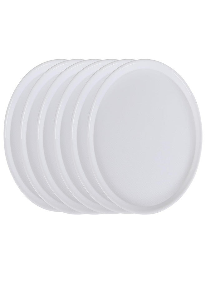 Xyskin 6-Pack Restaurant Grade Non-Slip Tray, Plastic Round Serving Tray (White, 13.8-Inch) - Image 1