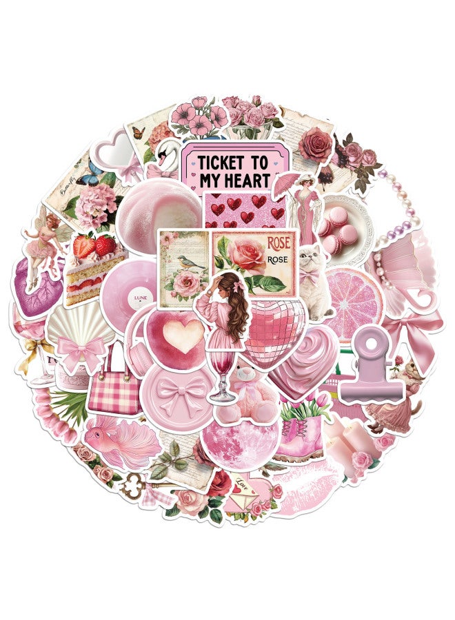 50 New Pink Aesthetic Graffiti Stickers Decorative Notebook Luggage Cup Stickers