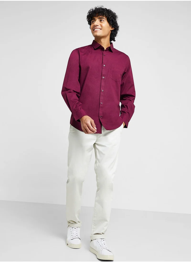 Seventy Five Men Burgundy Casual Shirt