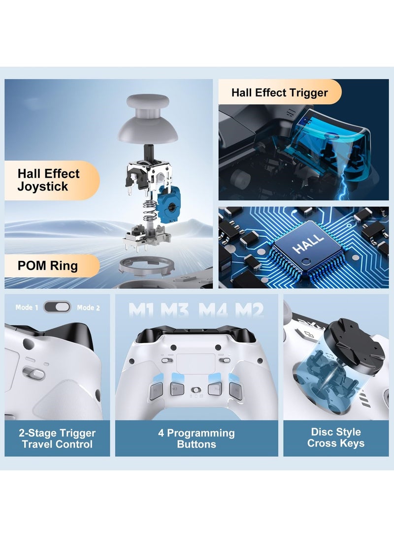 P5 PC Gaming Controller, 2.4G Wireless Gaming Controller, Hall Effect Joystick, Hall Triggers, Dual Vibrators, APP, POM, Wake-up, 4-Macro, 3-Mode(2.4G/BT/SW), for PC,Switch,Android,iOS - Black  - Image 3