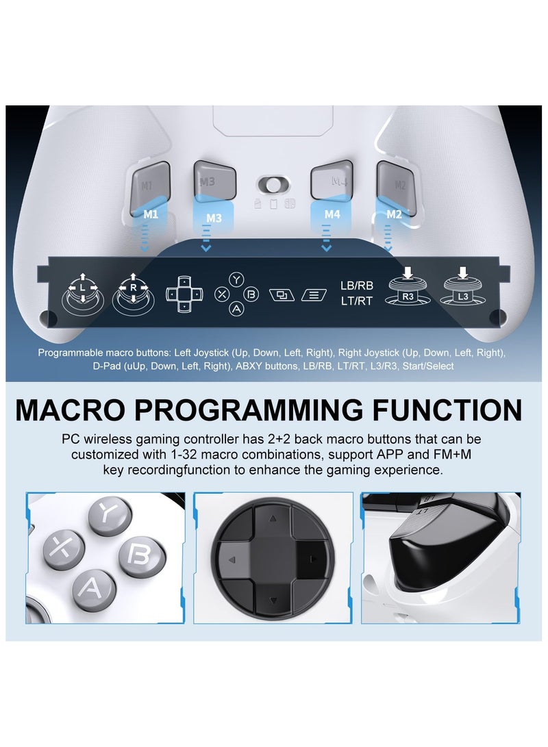 P5 PC Gaming Controller, 2.4G Wireless Gaming Controller, Hall Effect Joystick, Hall Triggers, Dual Vibrators, APP, POM, Wake-up, 4-Macro, 3-Mode(2.4G/BT/SW), for PC,Switch,Android,iOS - Black  - Image 5