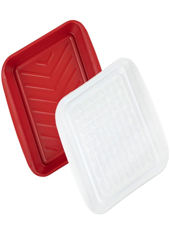 Tovolo Meat Marinating Container with Lid 2 Piece Small BBQ Prep Tub for Grilling Steak Veggies Burgers, Dishwasher Safe BBQ Marinade Container with Cover for Thawing Prepping or Serving 10.5 Inches - Image 1