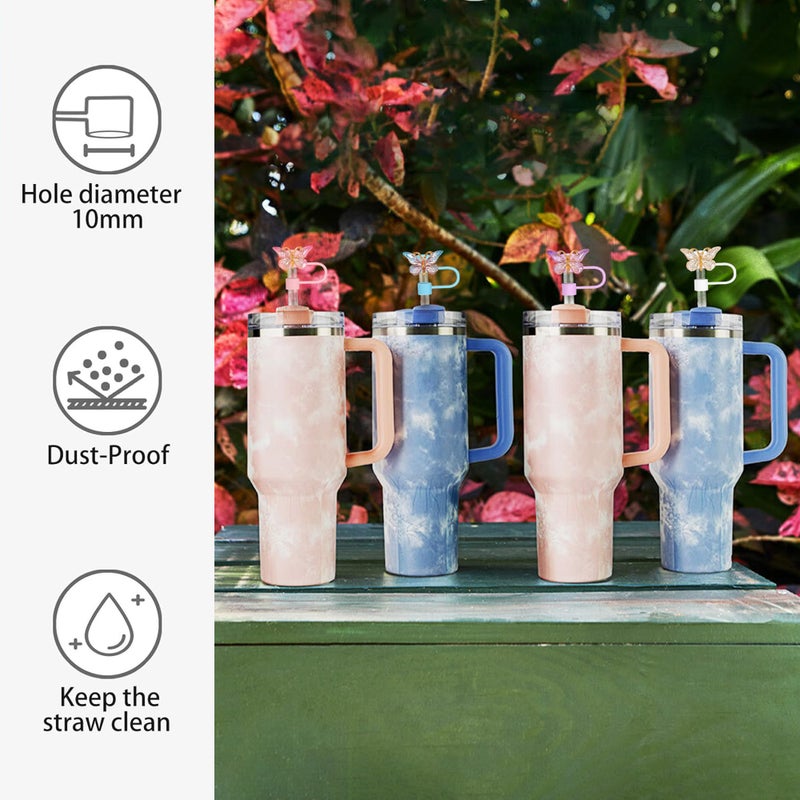 Cussom Butterfly Straw Toppers, Cute Butterfly Straw Covers Compatible with Stanley Cups 30&40 Oz Tumbler with Handle, Reusable Silicone Drinking Tips Accessories - Image 4