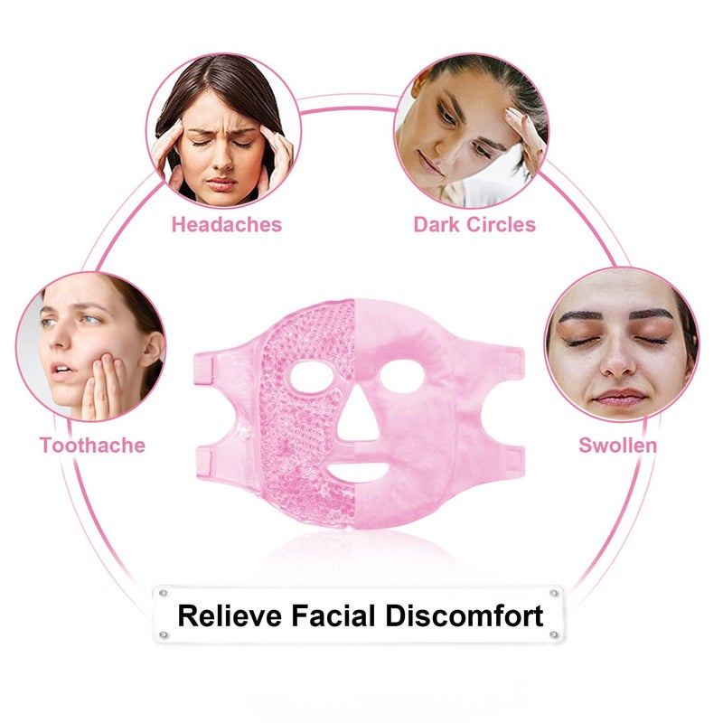 CONBELLA Cold Face Eye Masks Ice Face Mask Hot Cold Compress for Dark Circles, Puffiness, Migraines, Headache, Stress, Redness, Cooling Face Masks for Women Man, Skin Care - Image 2