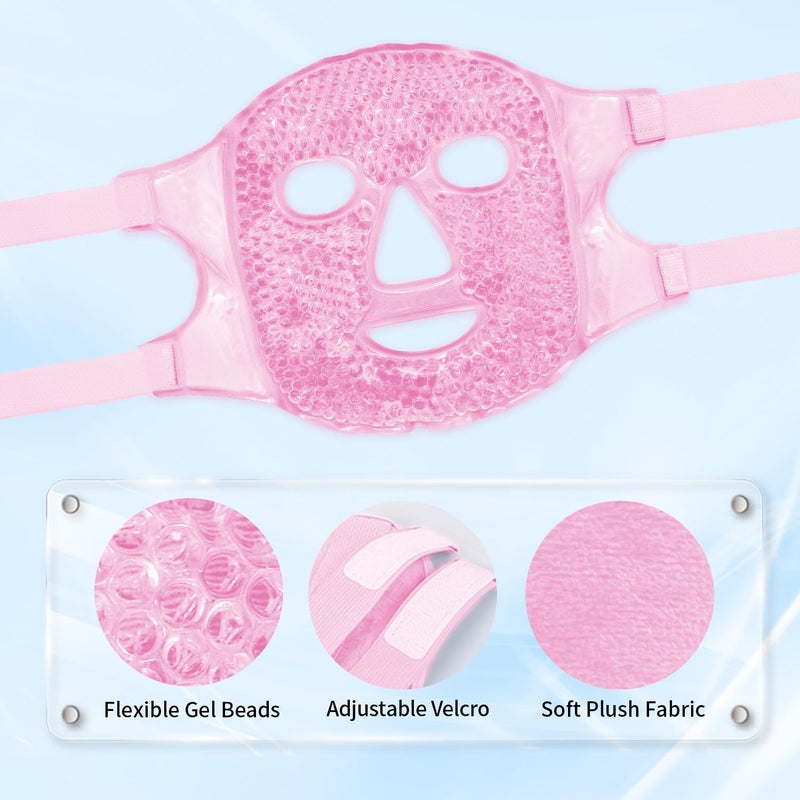 CONBELLA Cold Face Eye Masks Ice Face Mask Hot Cold Compress for Dark Circles, Puffiness, Migraines, Headache, Stress, Redness, Cooling Face Masks for Women Man, Skin Care - Image 3