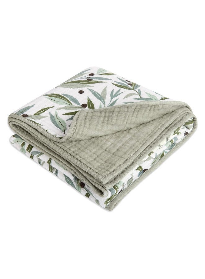 babyletto 100% Organic Cotton Quilt, GOTS-Certified, 3-Layers of Ultra-Soft and Breathable Muslin - Olive Branches - Image 4