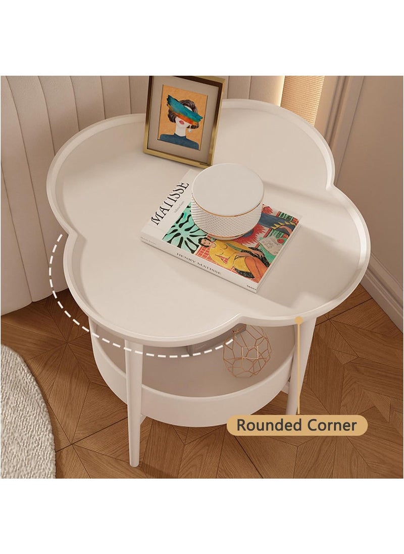 Hihonor - 2 Tier Black Sofa Table Side Table, Couch Side End Table Plastic Side Table Small Beside Table Tray Table Cute Accent Table for Living Room Cups Vase Books (White) - Image 1