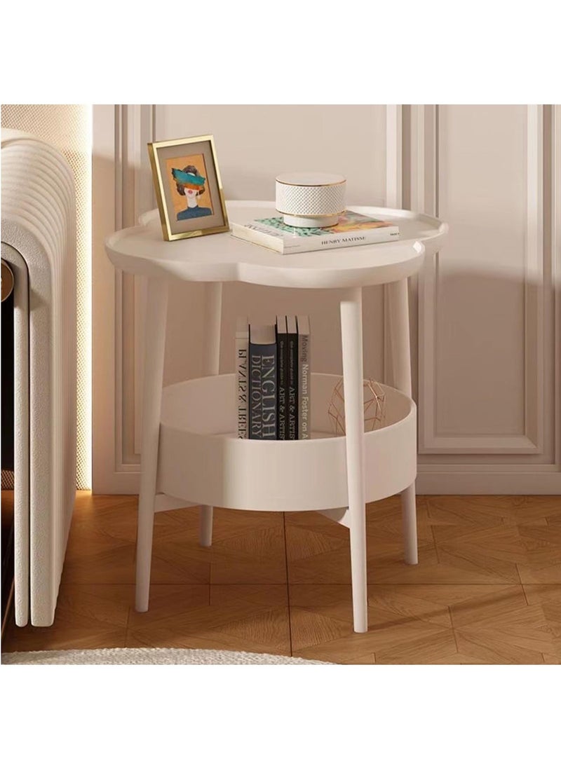 Hihonor - 2 Tier Black Sofa Table Side Table, Couch Side End Table Plastic Side Table Small Beside Table Tray Table Cute Accent Table for Living Room Cups Vase Books (White) - Image 1