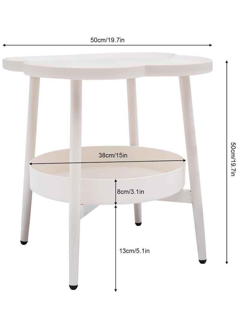 Hihonor - 2 Tier Black Sofa Table Side Table, Couch Side End Table Plastic Side Table Small Beside Table Tray Table Cute Accent Table for Living Room Cups Vase Books (White) - Image 1