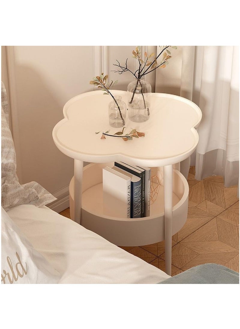 Hihonor - 2 Tier Black Sofa Table Side Table, Couch Side End Table Plastic Side Table Small Beside Table Tray Table Cute Accent Table for Living Room Cups Vase Books (White) - Image 1
