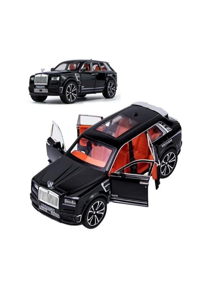 1 to 32 Scale Simulation Alloy Track Sports Miniature Model Diecast Metal Pull Back  Car Toy with Light Sound and 6 Openable Doors(Black)  - Image 1