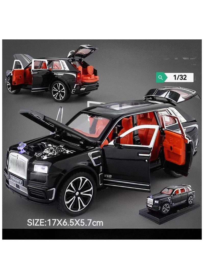 1 to 32 Scale Simulation Alloy Track Sports Miniature Model Diecast Metal Pull Back  Car Toy with Light Sound and 6 Openable Doors(Black)  - Image 2