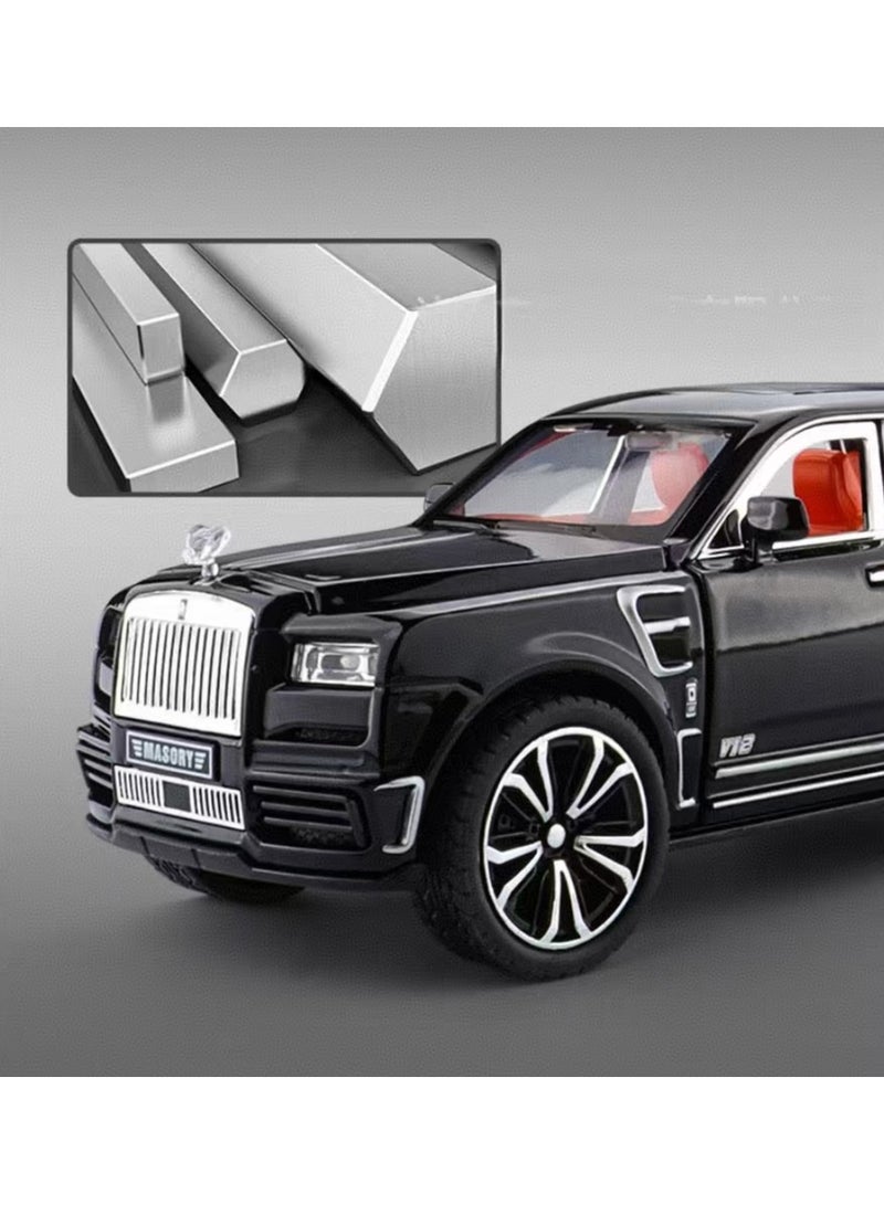 1 to 32 Scale Simulation Alloy Track Sports Miniature Model Diecast Metal Pull Back  Car Toy with Light Sound and 6 Openable Doors(Black)  - Image 3