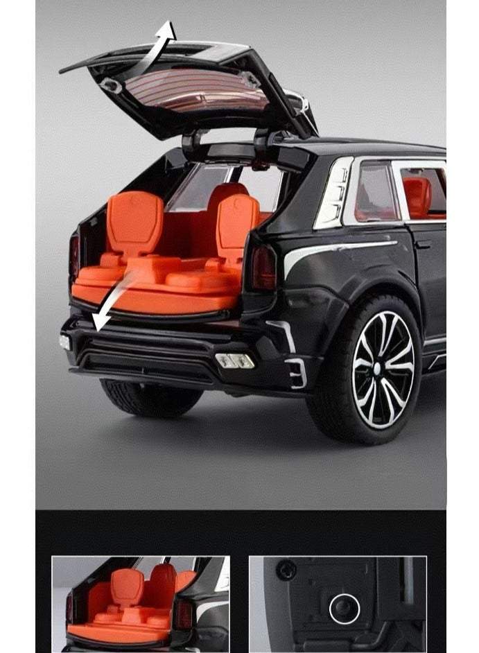 1 to 32 Scale Simulation Alloy Track Sports Miniature Model Diecast Metal Pull Back  Car Toy with Light Sound and 6 Openable Doors(Black)  - Image 5