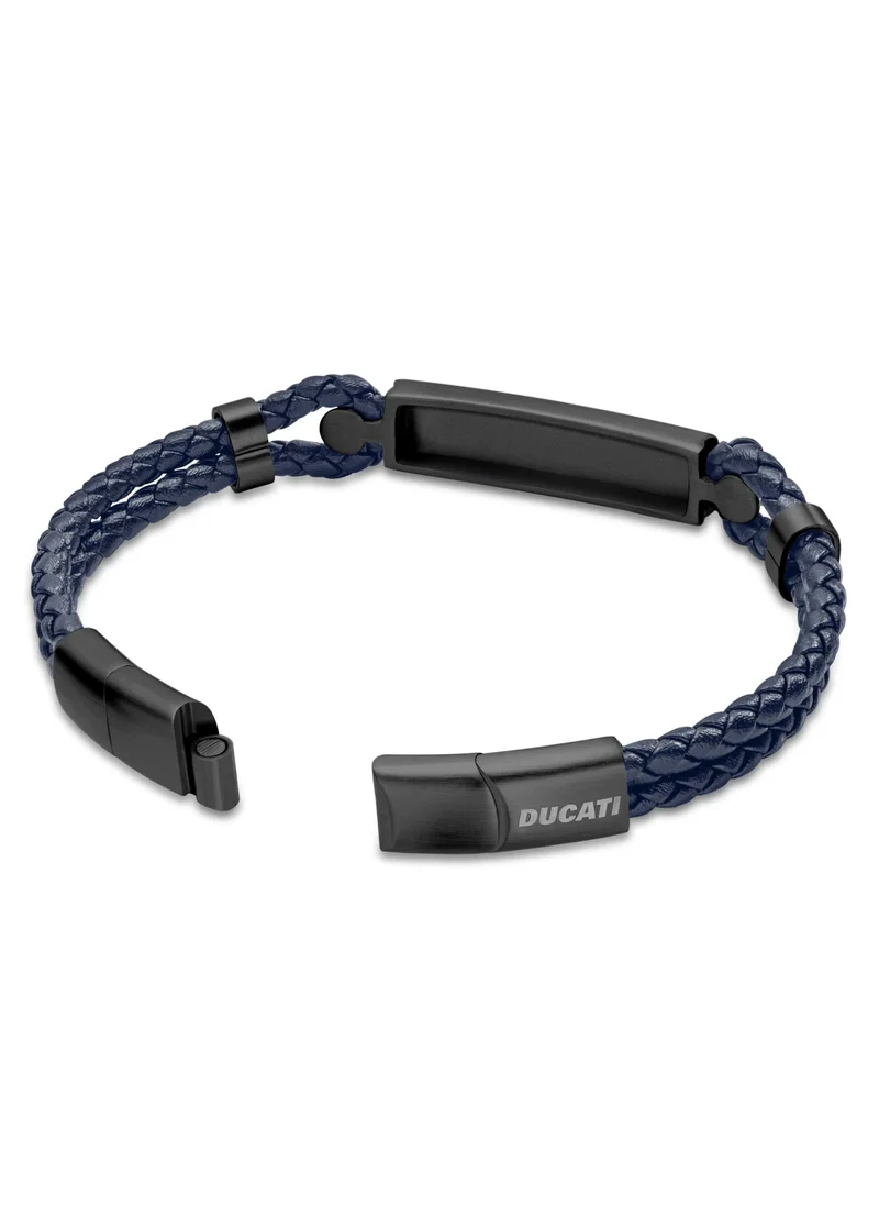 Ducati Corse Ducati Corse Trionfo Blue Leather Strap Gents Bracelet with Magnetic Clasp - 210 mm