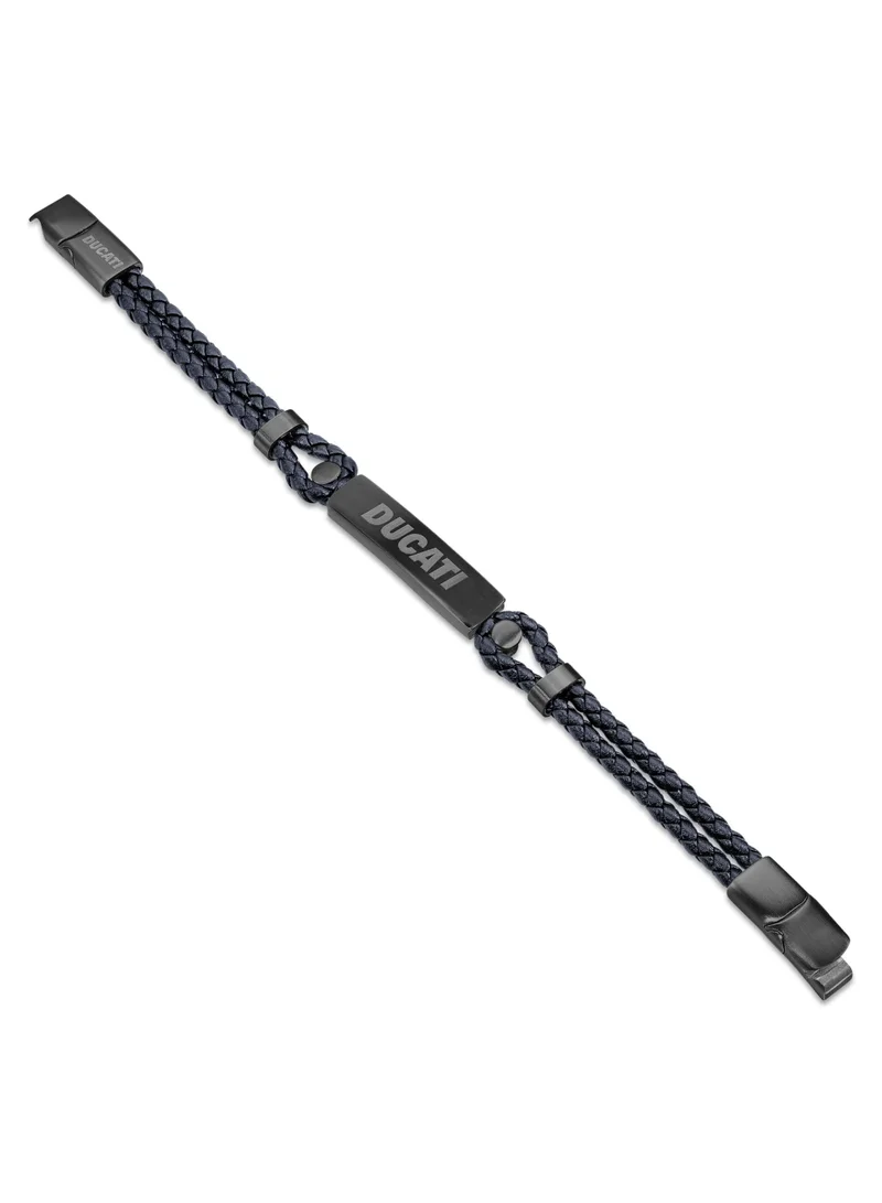 Ducati Corse Trionfo Blue Leather Strap Gents Bracelet with Magnetic Clasp210 mm