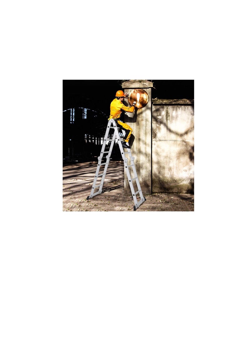 ROBUSTLINE Robustline Multi Purpose Folding Step Ladder Platform Extendable Scaffold Ladder Aluminum 7 in 1 Extension Step Lightweight (4x3)  - Image 3
