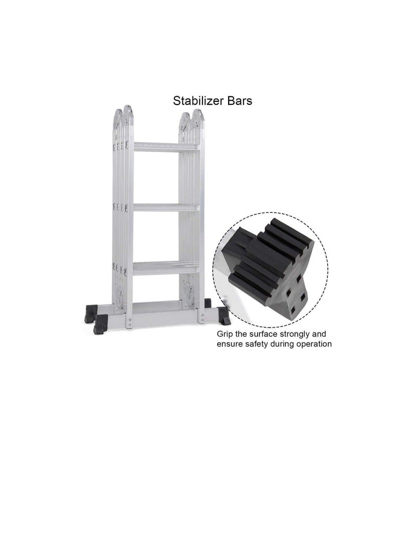 ROBUSTLINE Robustline Multi Purpose Folding Step Ladder Platform Extendable Scaffold Ladder Aluminum 7 in 1 Extension Step Lightweight (4x3)  - Image 2
