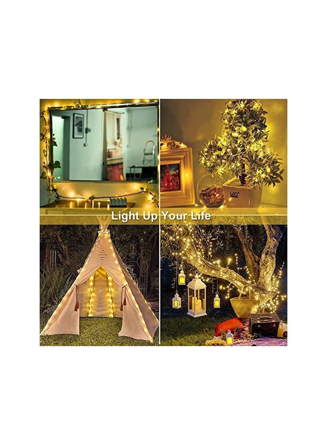 The Bros أضواء الجنية تعمل بالبطارية، 20م 200 LED أضواء تعمل بالبطارية، 8 أوضاع أضواء سلك نحاسي مقاومة للماء، لمركز الزفاف، الحفلات، الطاولة (أبيض دافئ) - Image 5