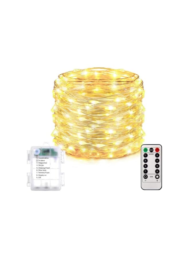 The Bros أضواء الجنية تعمل بالبطارية، 20م 200 LED أضواء تعمل بالبطارية، 8 أوضاع أضواء سلك نحاسي مقاومة للماء، لمركز الزفاف، الحفلات، الطاولة (أبيض دافئ) - Image 2