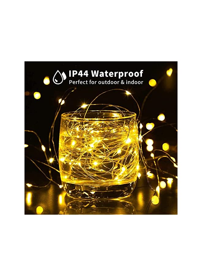 The Bros أضواء الجنية تعمل بالبطارية، 20م 200 LED أضواء تعمل بالبطارية، 8 أوضاع أضواء سلك نحاسي مقاومة للماء، لمركز الزفاف، الحفلات، الطاولة (أبيض دافئ) - Image 3