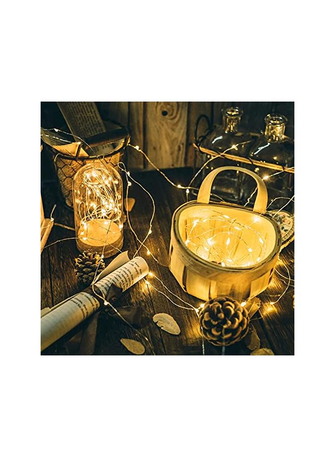 The Bros أضواء الجنية تعمل بالبطارية، 20م 200 LED أضواء تعمل بالبطارية، 8 أوضاع أضواء سلك نحاسي مقاومة للماء، لمركز الزفاف، الحفلات، الطاولة (أبيض دافئ) - Image 4