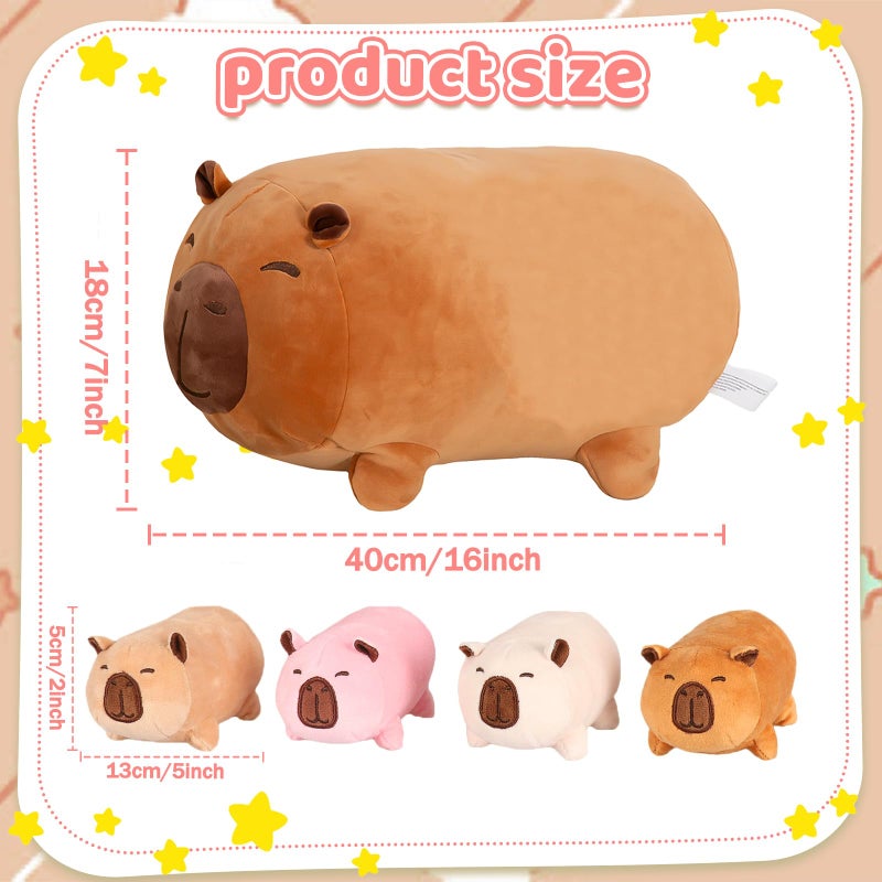 MMguai Capybara Plush Cute Capybara Stuffed Animals with 4 Baby Plushies in Her Tummy, Soft Capibaras Peluches Pillow Gift for Kids Boy Girl, Brithday Christmas Decor - Image 4