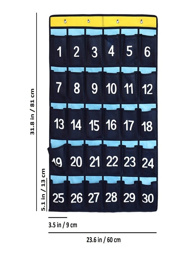 ANZORG 2 Pack Numbered Classroom Phone Organizer Calculator Holder Storage Over Door Hanging School Pocket Chart with 30 Pockets (Blue) - Image 5