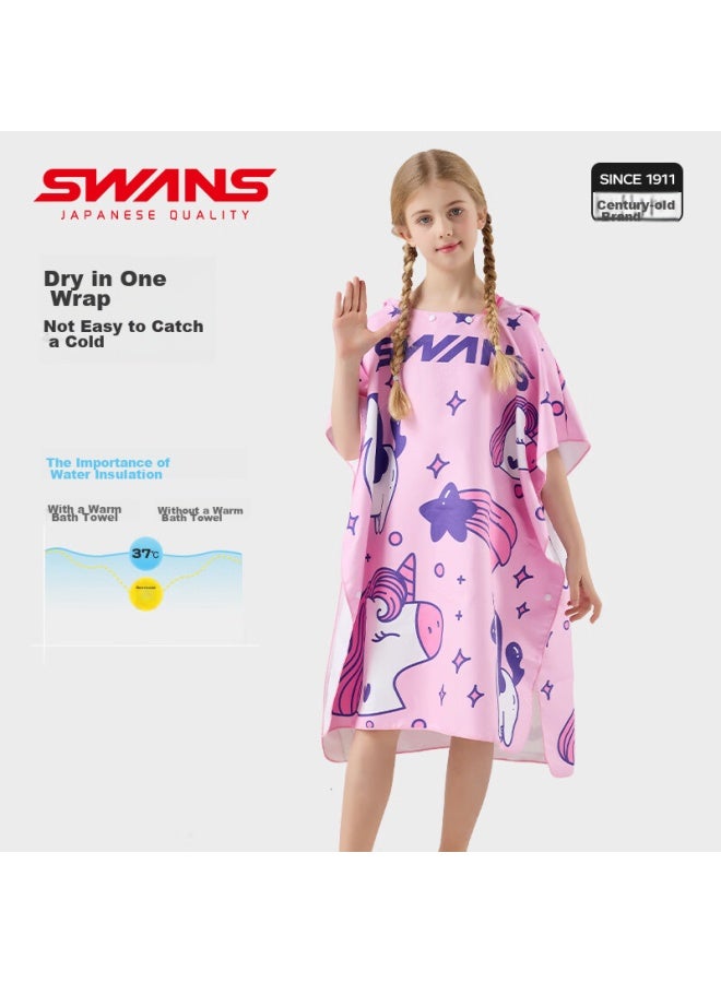 Swans Children'S Cape, Quick-Drying, Absorbent, Hooded, Baby Bath Robe, Boys And Girls Swimming Towel, Hot Spring Bath Towel, Unicorn - Image 3