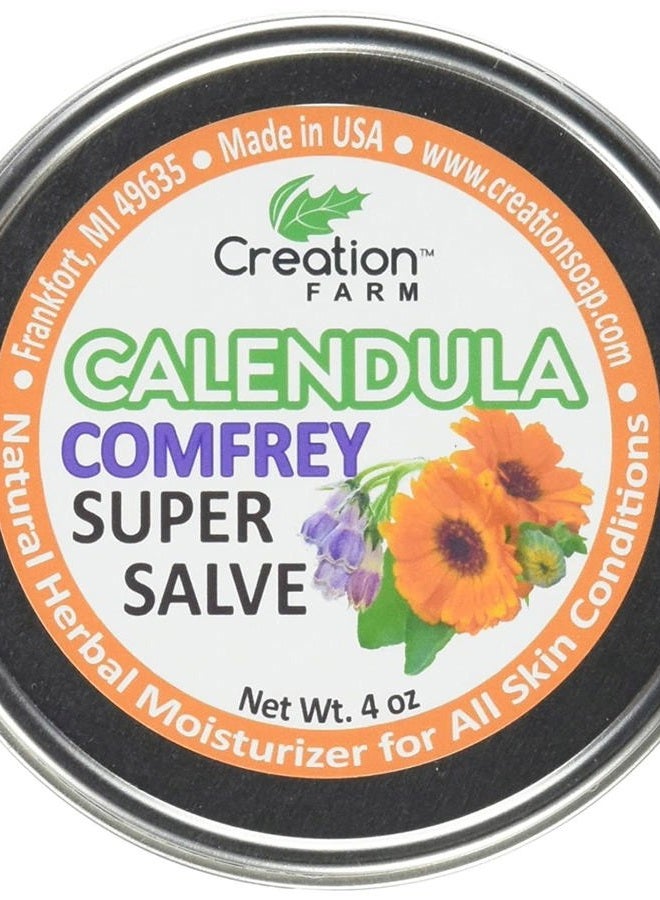 creation farm Super Salve Calendula Herb Balm - 4 Oz Salve Tin - Consuelda Hierbas - Pomada - Image 1