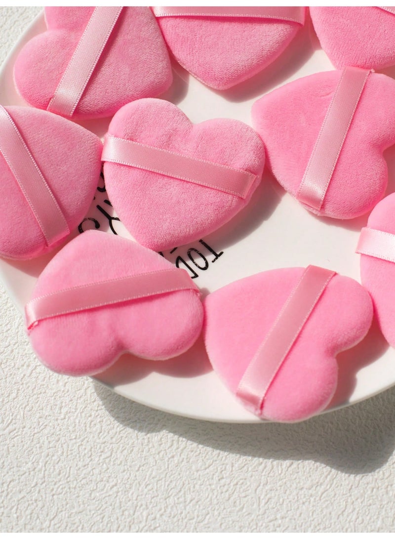 Miamia 12 Pcs Heart-Shaped Velvet Sponges for Face, Eyes and Inner Corners of Eyes, Suitable for All Skin Types Pink - Image 2