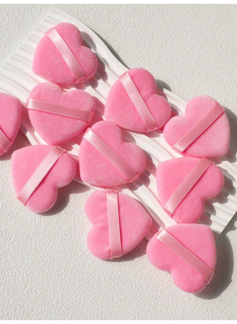Miamia 12 Pcs Heart-Shaped Velvet Sponges for Face, Eyes and Inner Corners of Eyes, Suitable for All Skin Types Pink - Image 5