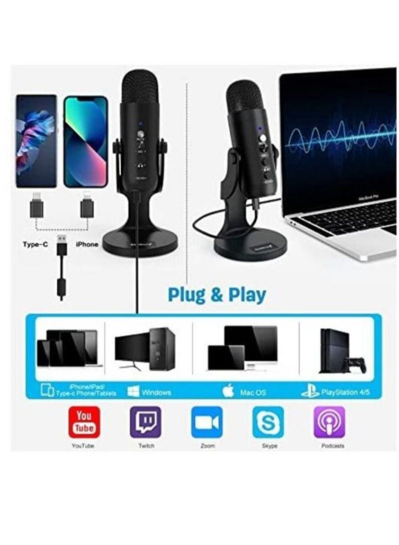 Jmary PW8 Professional Metal Voice Recording Usb Condenser Studio And Podcast Recording Gaming Microphones - Image 2
