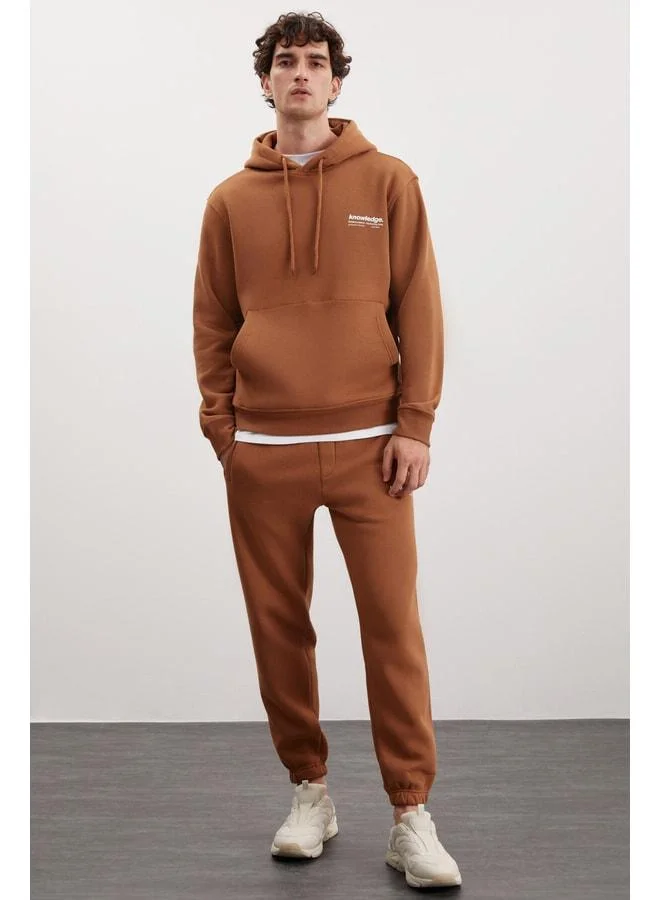 GRIMELANGE LOIC Men's Ultra-Soft Elastic Slim-Fit Three-Pocket Organic Cotton Brown Jogger Pants.