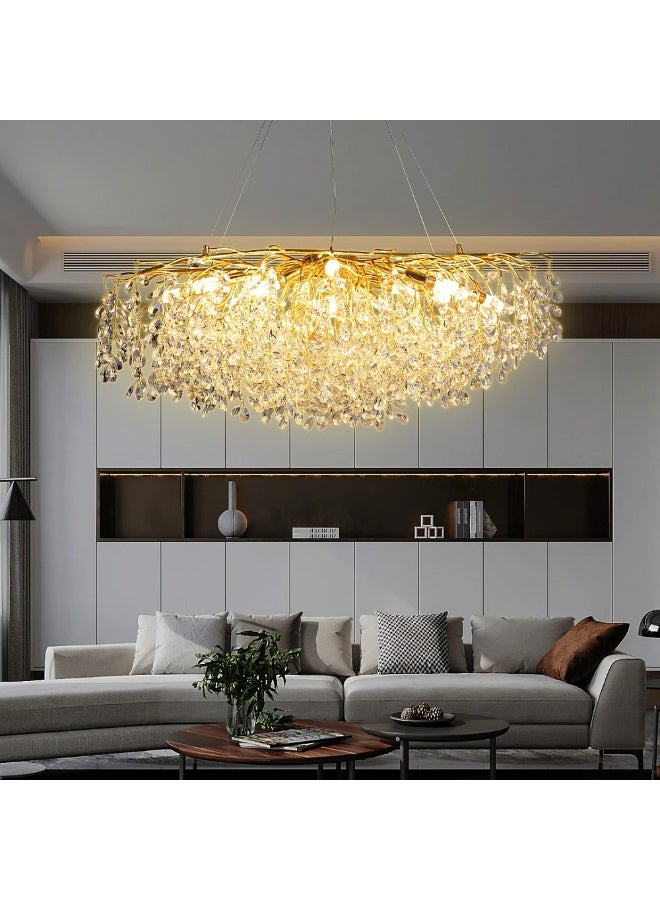 Hummer Modern rectangular chandelier – gold with clear accents, E14*13 bulbs, 120 cm diameter - Image 1