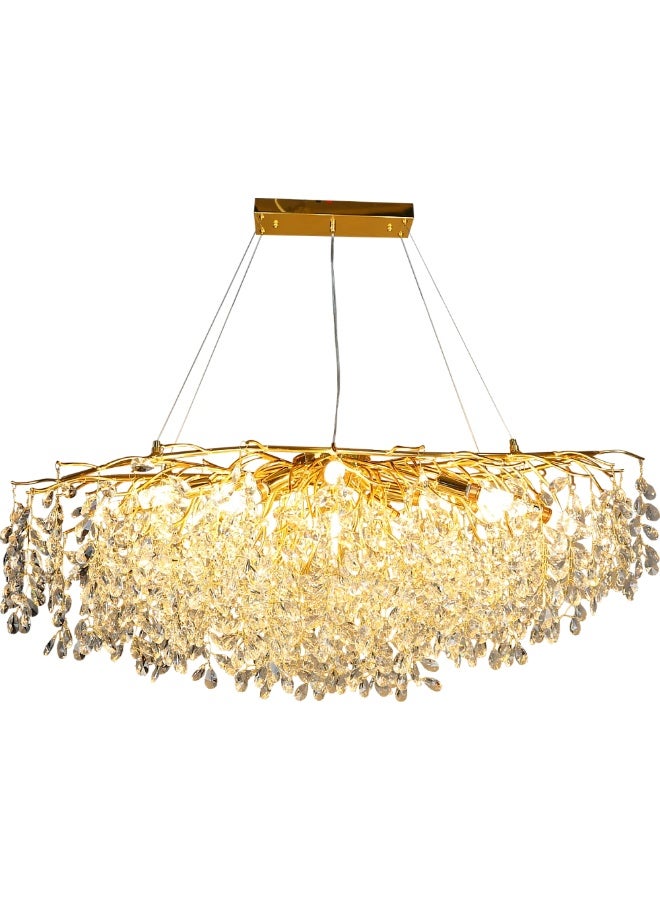 Hummer Modern rectangular chandelier – gold with clear accents, E14*13 bulbs, 120 cm diameter - Image 2