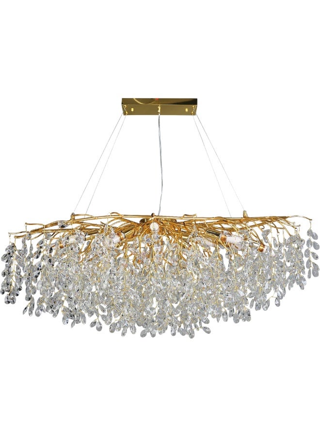 Hummer Modern rectangular chandelier – gold with clear accents, E14*13 bulbs, 120 cm diameter - Image 4