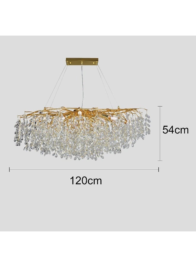 Hummer Modern rectangular chandelier – gold with clear accents, E14*13 bulbs, 120 cm diameter - Image 3