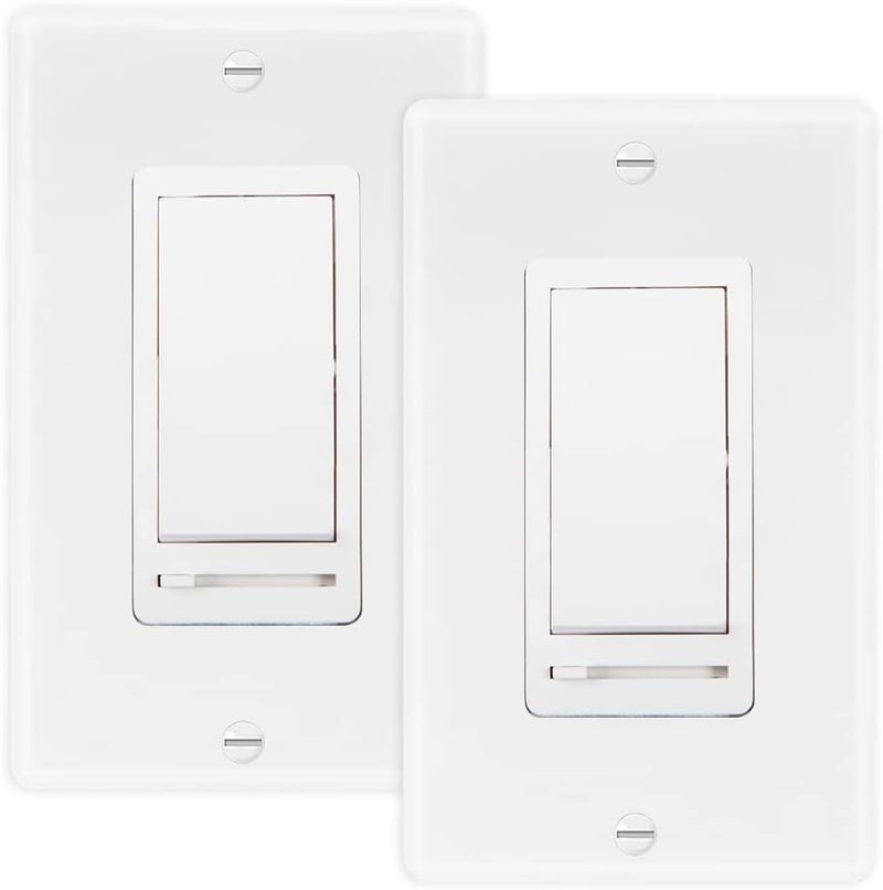 Maxxima LED Dimmer Electrical Light Switch - 3-Way/Single Pole Use, 600 Watt Max, LED and Incandescent Compatible for Dimmable Home Lighting Needs, Wall Plate Cover Included - Almond - Image 1