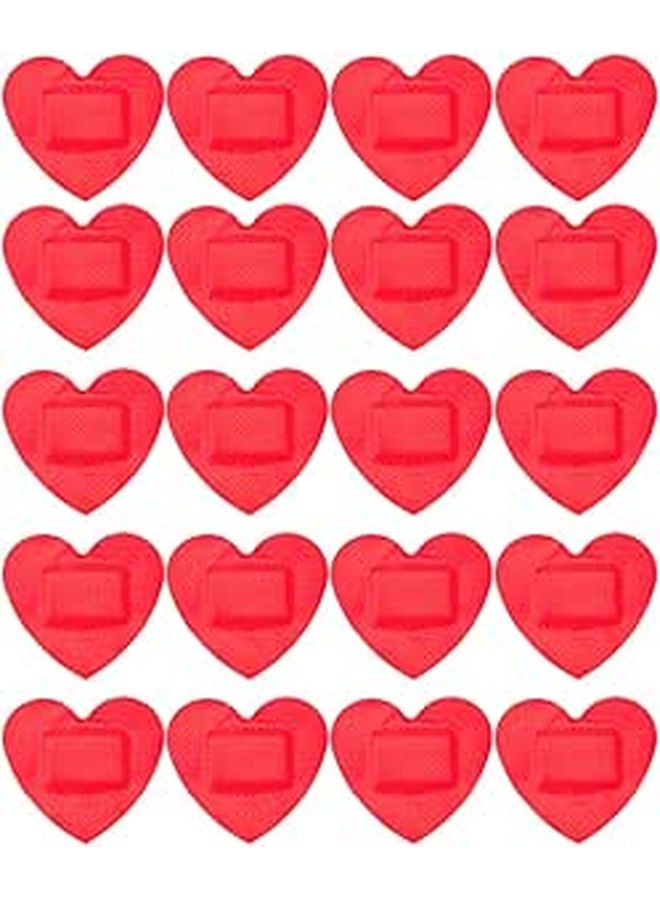 Heart Shaped Adhesive Bandages 30pcs Red Wound Protection Patches For First Aid Care - Image 1