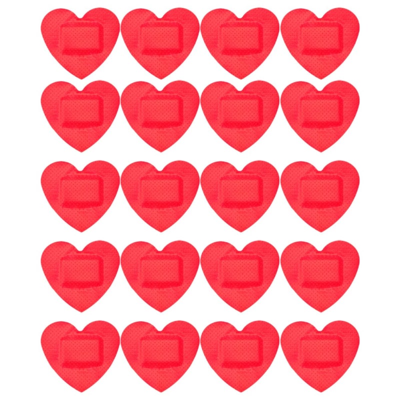 Heart Shaped Adhesive Bandages 30pcs Red Wound Protection Patches For First Aid Care - Image 2