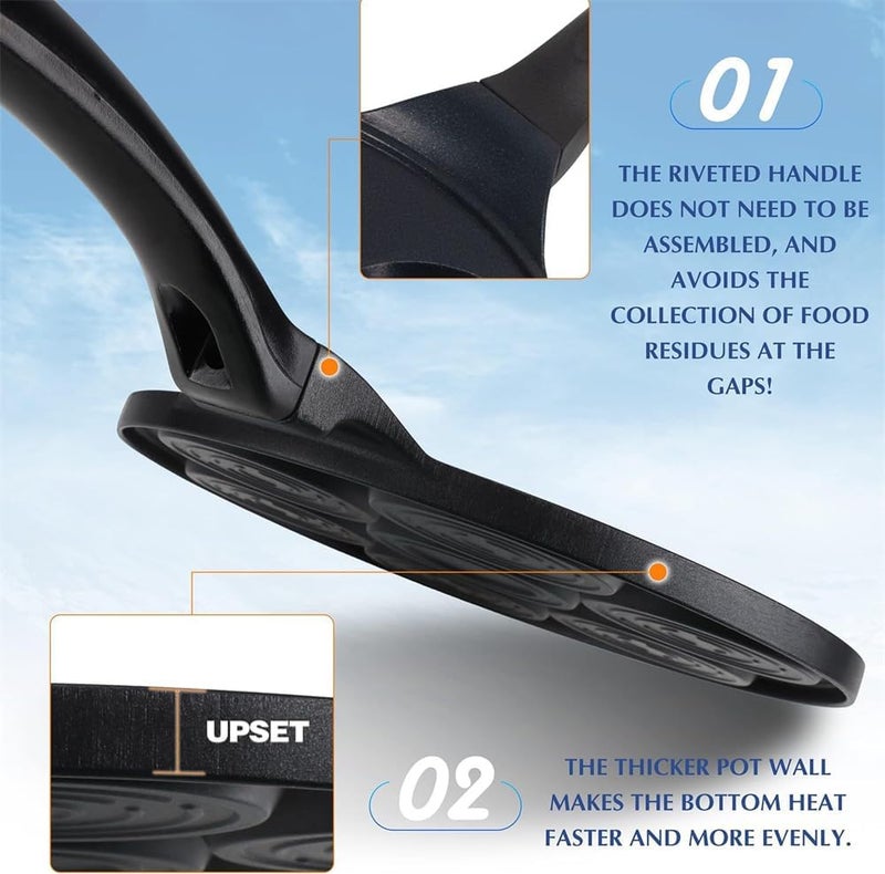 Luckam مقلاة غير لاصقة، صانعة فطائر مع قالب حيوانات بسعة 7 أكواب للأطفال، مقلاة فطائر صغيرة، مقلاة بليني للكعك، بط أسود، 10 بوصة - Image 5