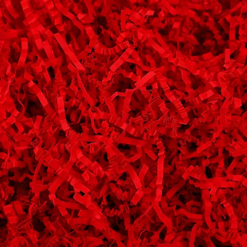 UoeRing Crinkle Cut Paper Shred Filler-4 OZ-Red Shredded Paper for Gift Wrapping Baskets Bag Easter Grass Gift Boxes Filler - Image 1
