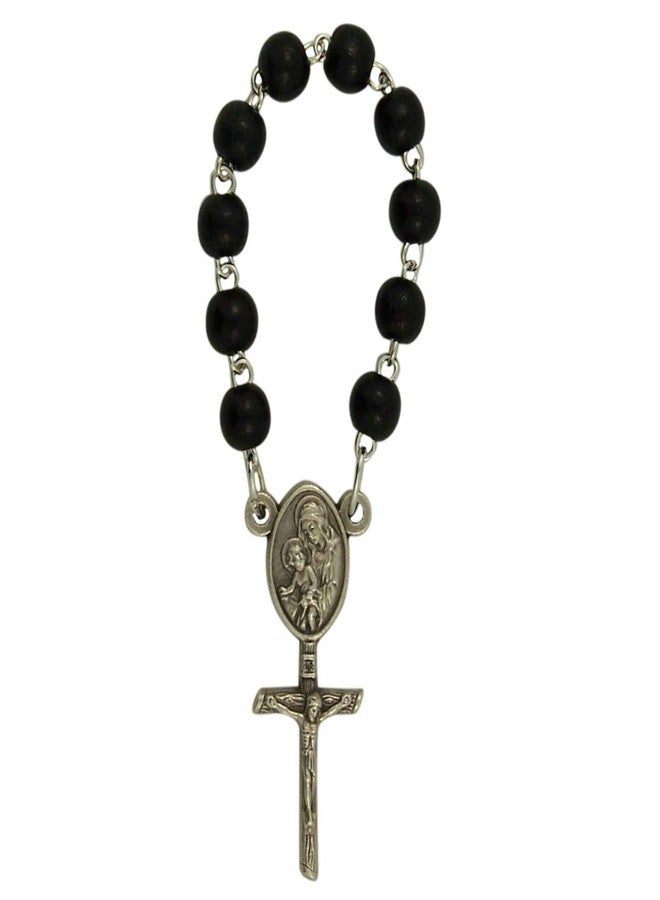 نيدزو مسبحة سيارة نيدزو السوداء ذات العشرة عقود، عليها صورة مادونا والطفل، 3 بوصات - Image 1