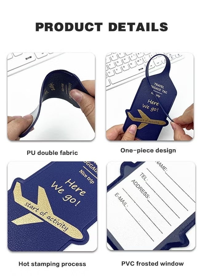 6pcs PU Leather Luggage Tags, Travel Baggage Tag with Adjustable Strap & Privacy Protection Cover Suitcase Tags Bag Tags ID Tags Luggage Address Tags for Women Men - Image 5