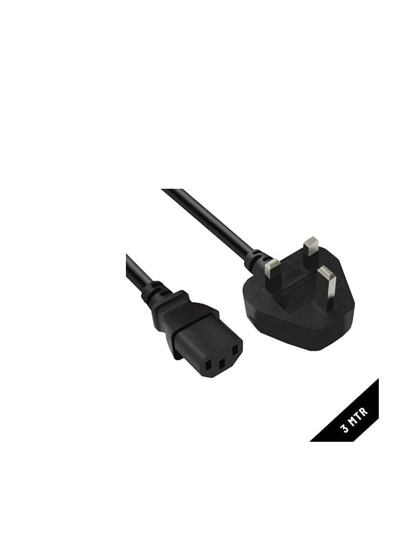 Terabyte 9-FEET , 3 METER Power Cord, Desktop Power Cable with Pure Copper Wire, 3 Pin Connector, For Computers, TVs, Monitors, Replacement Power Cord - Image 1