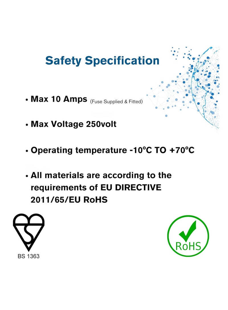 Terabyte 9-FEET , 3 METER Power Cord, Desktop Power Cable with Pure Copper Wire, 3 Pin Connector, For Computers, TVs, Monitors, Replacement Power Cord - Image 4
